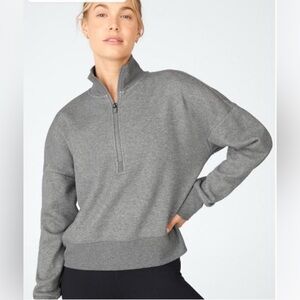 Fabletics Gray Zip Up Sweater with Mock Neck